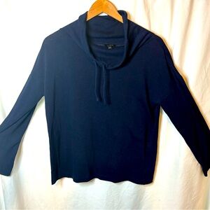 Talbots Navy Drawstring Funnel Neck Lightweight Sweater Size Medium